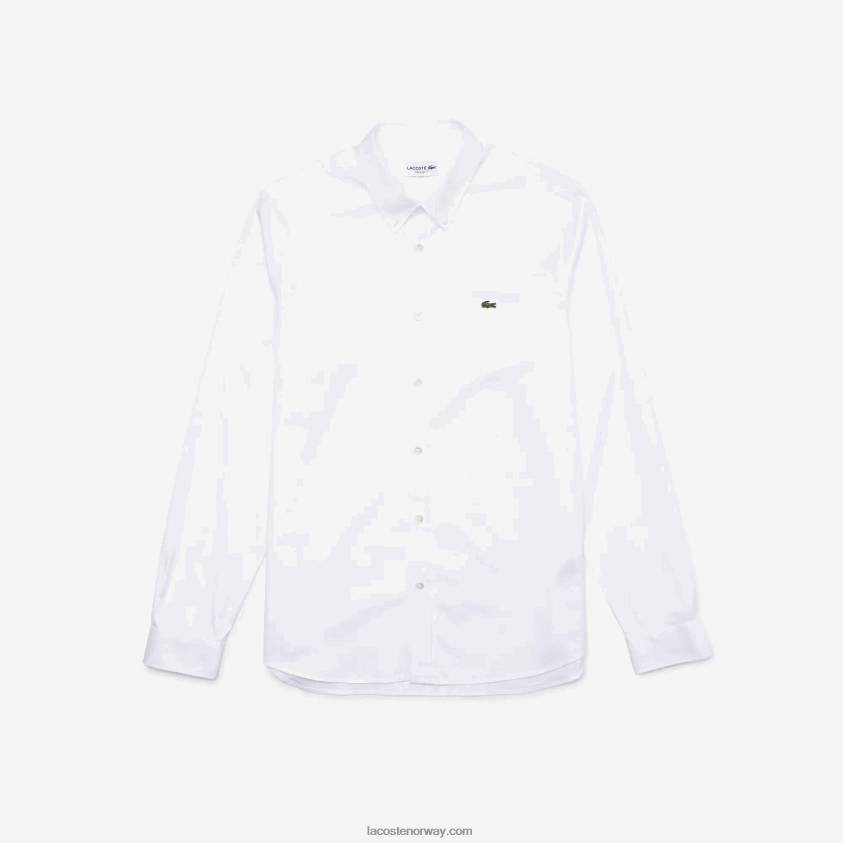 Lacoste premium bomullsskjorte med normal passform 4J4X0T1494 hvit 001 menn