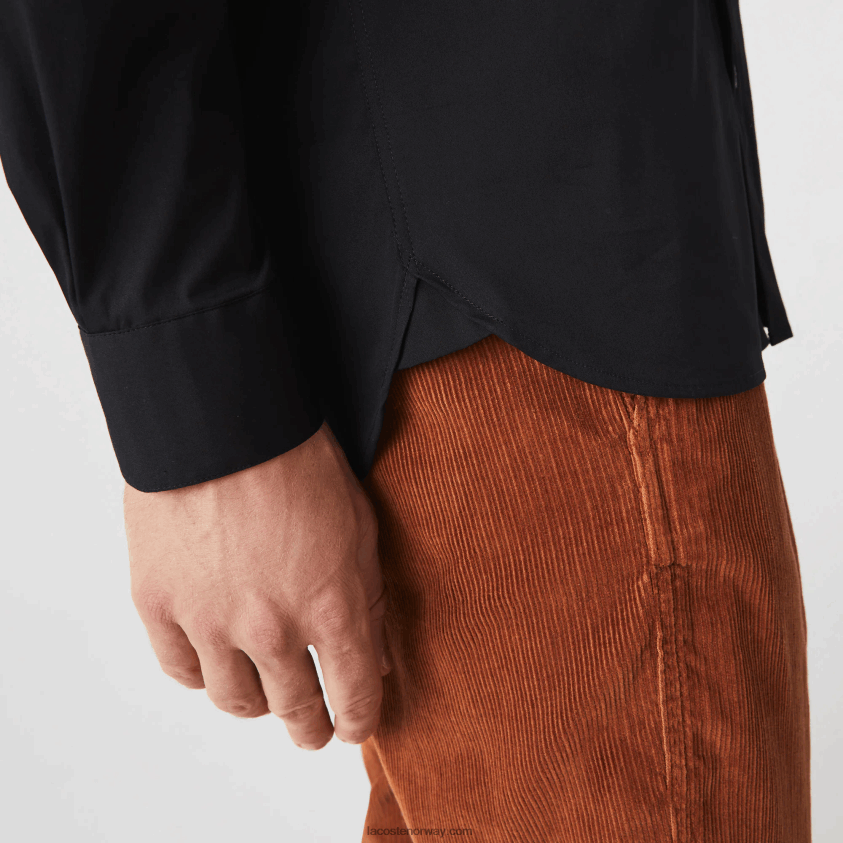 Lacoste slank fit fransk krage bomullspoplinskjorte 4J4X0T1437 svart 031 menn