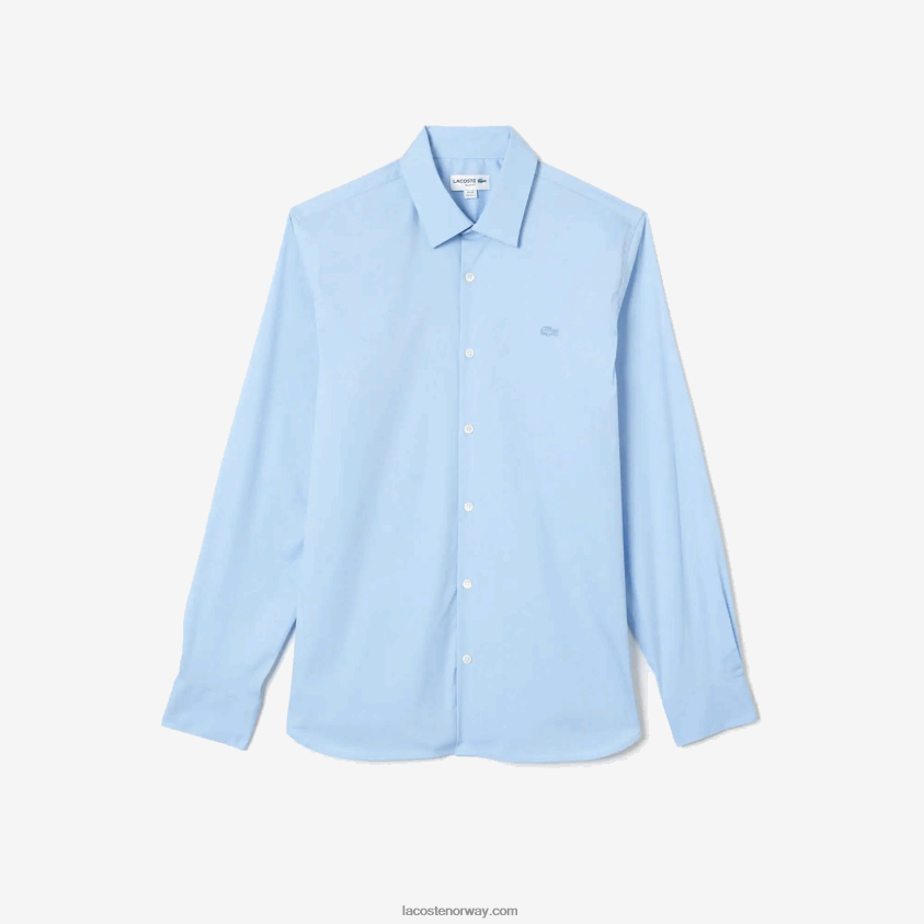 Lacoste slank fit fransk krage bomullspoplinskjorte 4J4X0T1439 blå hbp menn
