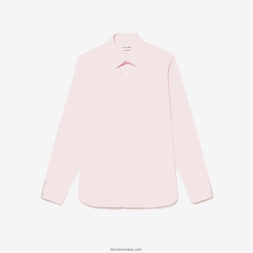 Lacoste slank fit fransk krage bomullspoplinskjorte 4J4X0T1440 lys rosa ady menn
