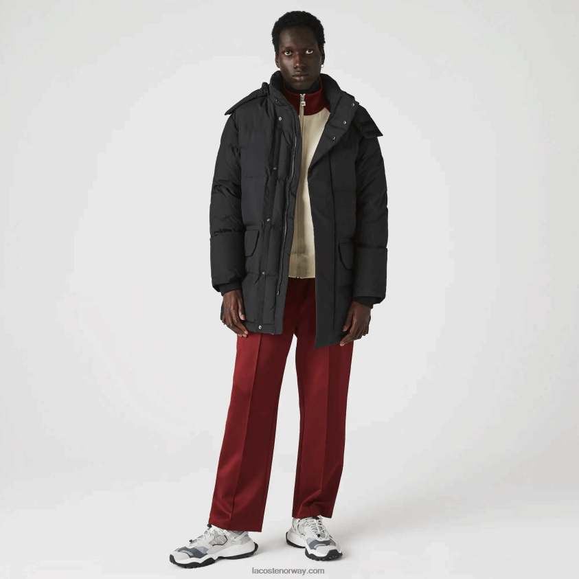 Lacoste avtakbar hette lang pufferfrakk 4J4X0T1317 svart 031 menn