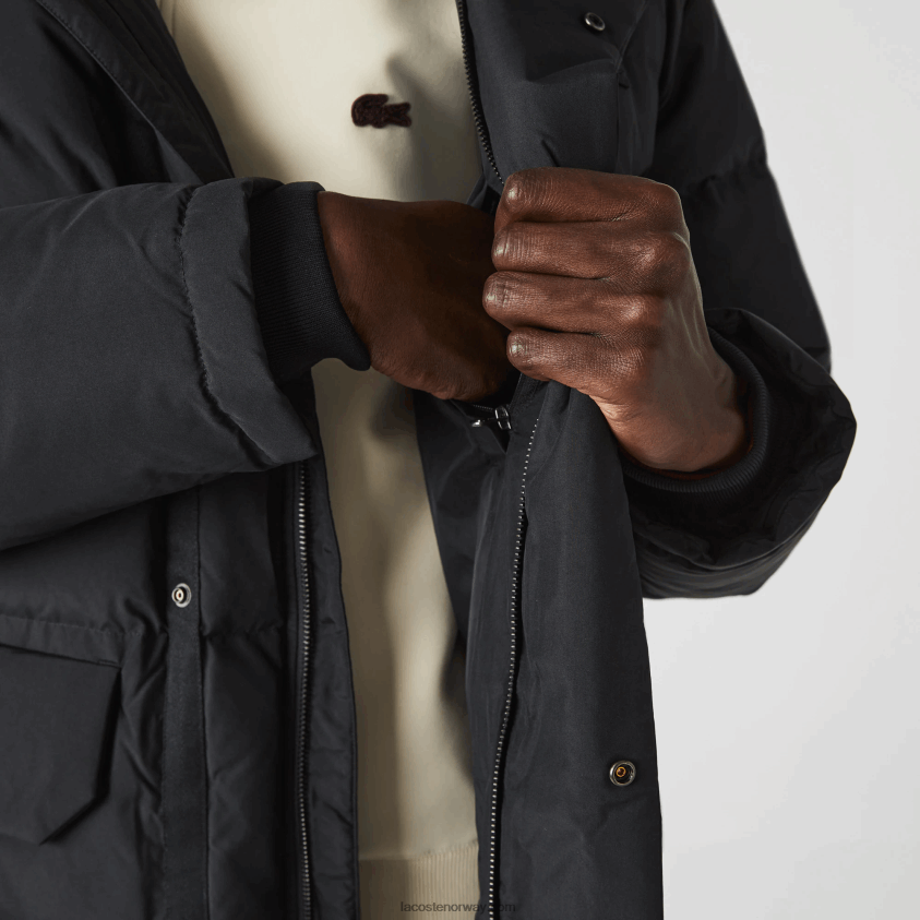 Lacoste avtakbar hette lang pufferfrakk 4J4X0T1317 svart 031 menn