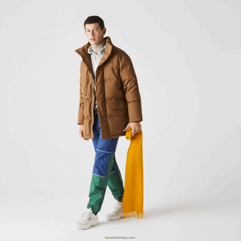 Lacoste avtakbar hette lang pufferfrakk 4J4X0T1318 brun z0w menn