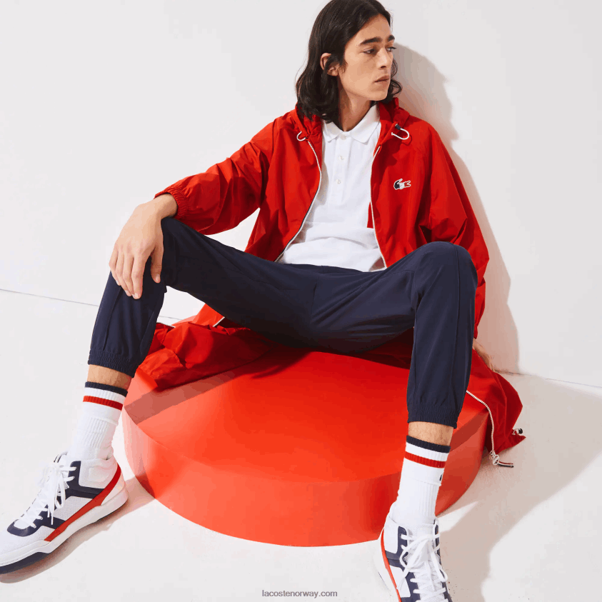 Lacoste sport french sporting spirit edition sammenleggbar regnfrakk 4J4X0T1295 rød hvit marineblå åå2 menn