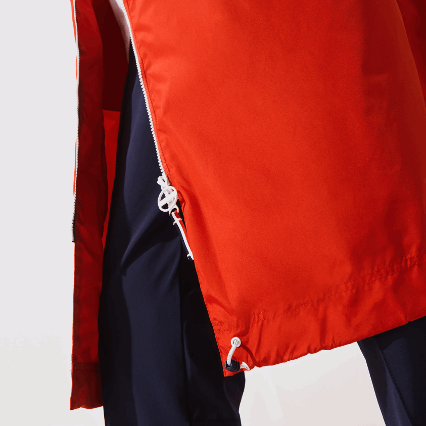 Lacoste sport french sporting spirit edition sammenleggbar regnfrakk 4J4X0T1295 rød hvit marineblå åå2 menn