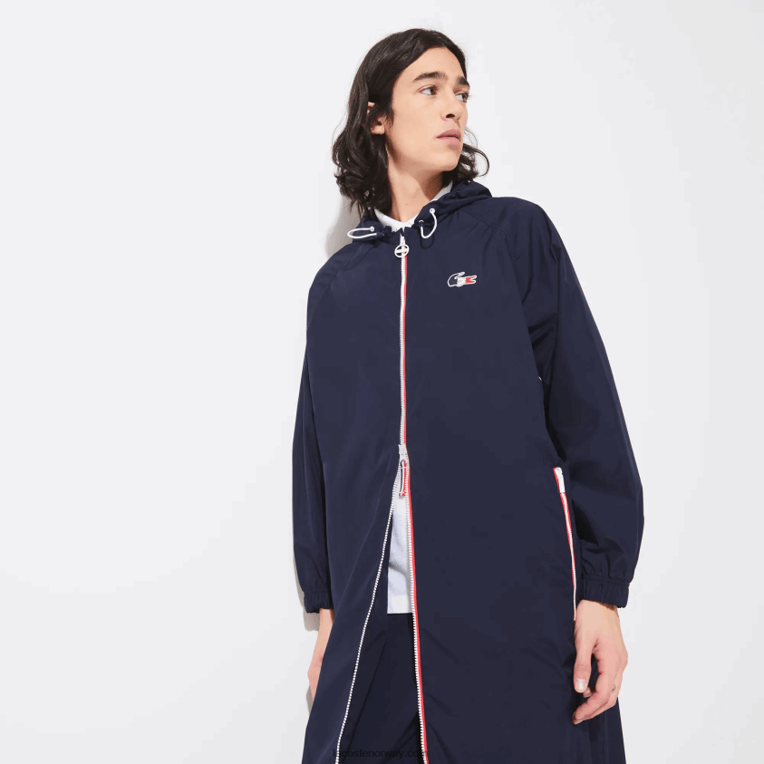 Lacoste sport french sporting spirit edition sammenleggbar regnfrakk 4J4X0T1296 marineblå hvit rød lov menn