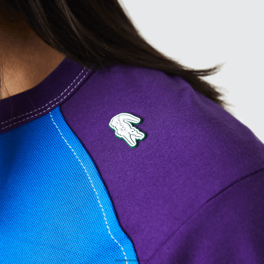 Lacoste Heritage regular fit color-block stretch pique t-skjorte 4J4X0T819 blå grønn lilla 7w6 menn