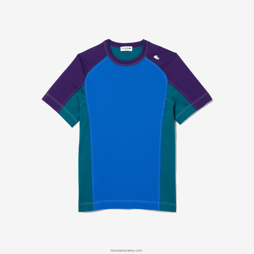 Lacoste Heritage regular fit color-block stretch pique t-skjorte 4J4X0T819 blå grønn lilla 7w6 menn