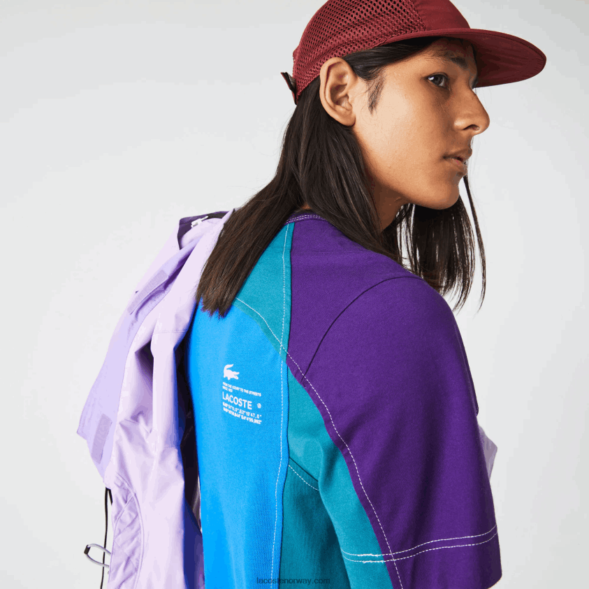 Lacoste Heritage regular fit color-block stretch pique t-skjorte 4J4X0T819 blå grønn lilla 7w6 menn