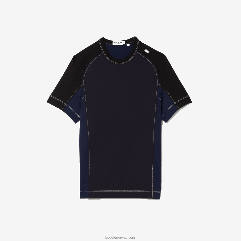 Lacoste Heritage regular fit color-block stretch pique t-skjorte 4J4X0T820 marineblå svart 7w4 menn