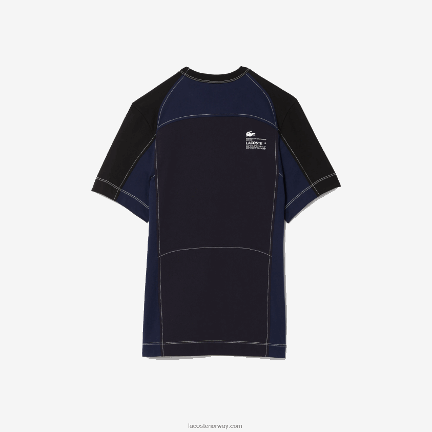 Lacoste Heritage regular fit color-block stretch pique t-skjorte 4J4X0T820 marineblå svart 7w4 menn