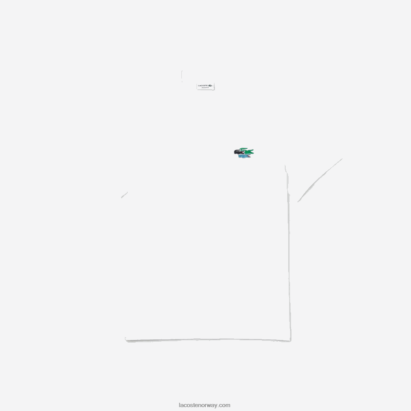 Lacoste T-skjorte i økologisk bomull i farget krokodiller med rund hals 4J4X0T919 hvit 001 menn