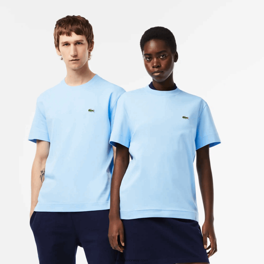 Lacoste T-skjorte i økologisk bomull med rund hals 4J4X0T735 blå hbp menn