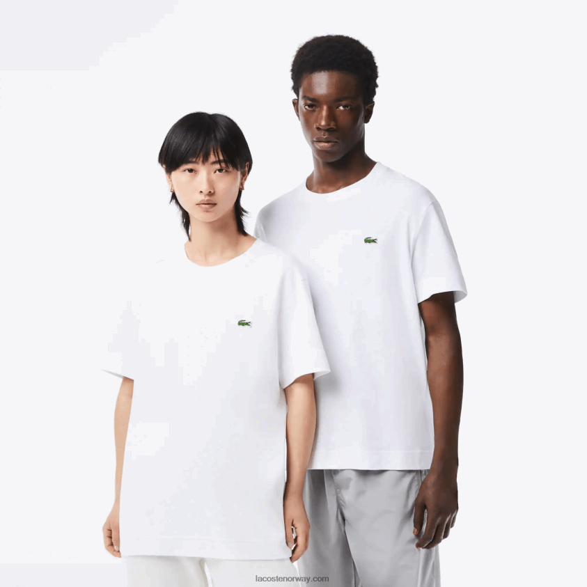 Lacoste T-skjorte i økologisk bomull med rund hals 4J4X0T95 hvit 001 menn