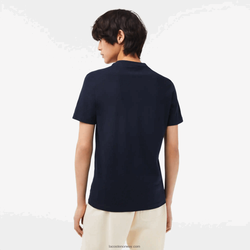 Lacoste T-skjorte med bomullsjersey-trykk 4J4X0T64 marineblå 166 menn