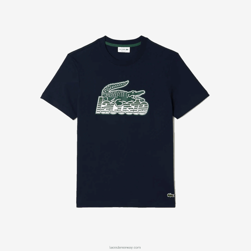Lacoste T-skjorte med bomullsjersey-trykk 4J4X0T64 marineblå 166 menn