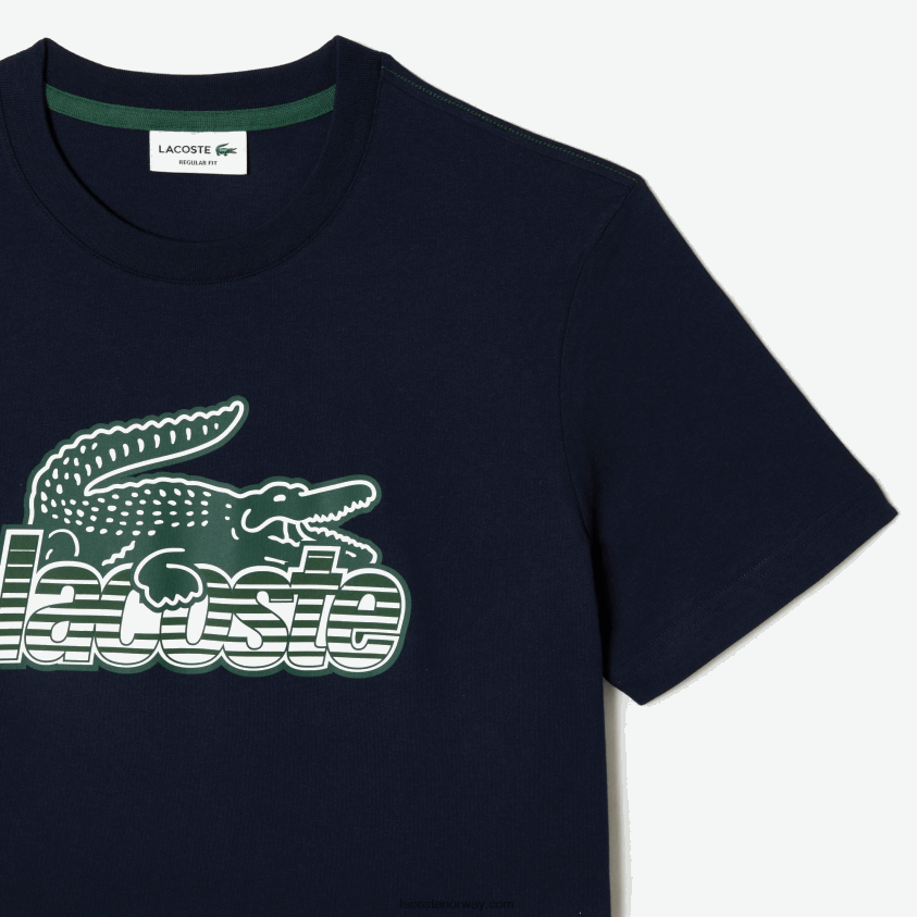 Lacoste T-skjorte med bomullsjersey-trykk 4J4X0T64 marineblå 166 menn