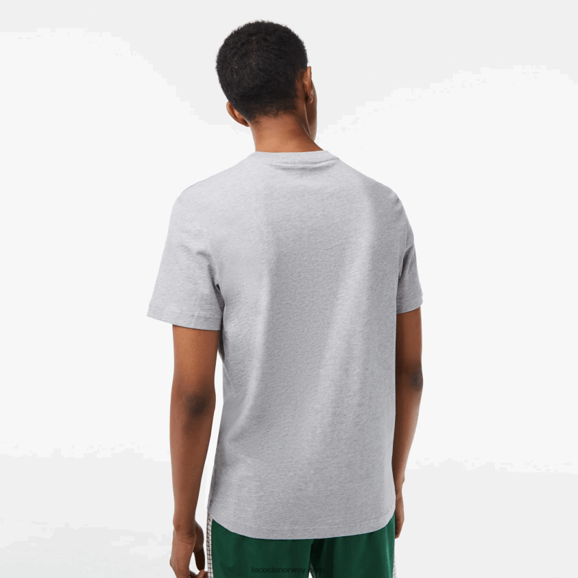 Lacoste T-skjorte med bomullsjersey-trykk 4J4X0T66 grå kine cca menn