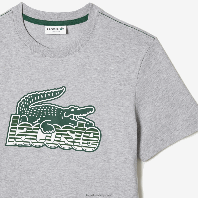 Lacoste T-skjorte med bomullsjersey-trykk 4J4X0T66 grå kine cca menn