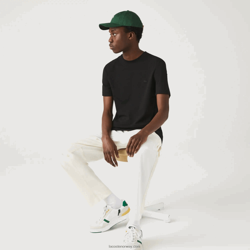 Lacoste T-skjorte med rund hals i pikéblanding i økologisk bomull 4J4X0T640 svart 031 menn