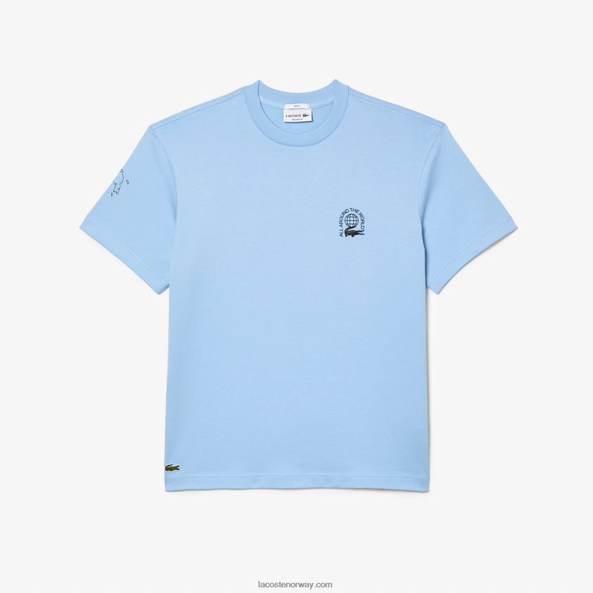 Lacoste avslappet passform t-skjorte i økologisk bomullsjersey 4J4X0T225 blå hbp menn