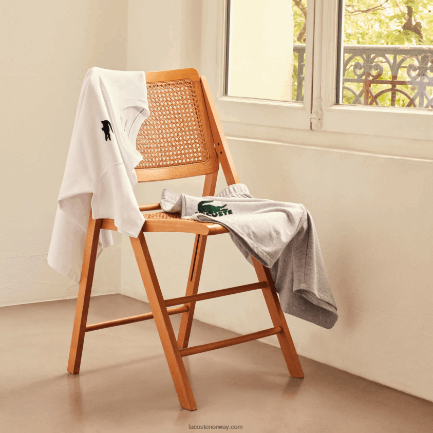 Lacoste lounge-t-skjorte i bomull i velur, krokodille med rund hals 4J4X0T1343 hvit grønn 7wj menn