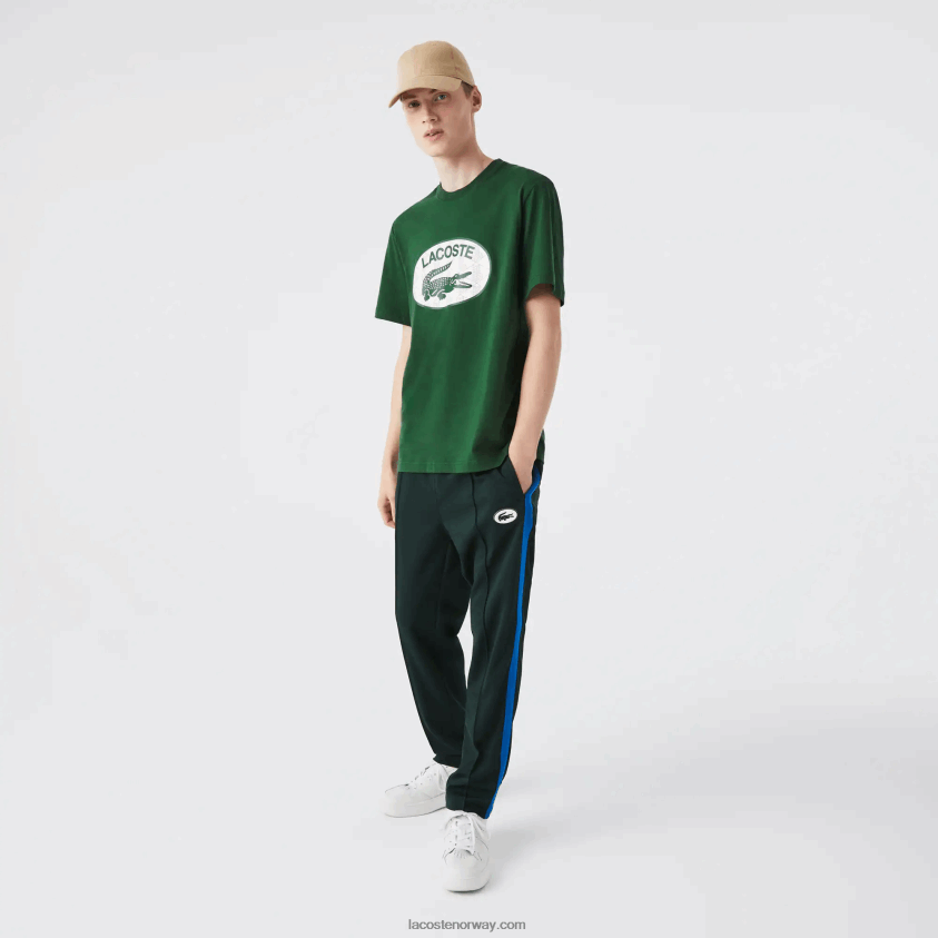 Lacoste normal passform t-skjorte med monogramtrykk 4J4X0T577 grønn 132 menn