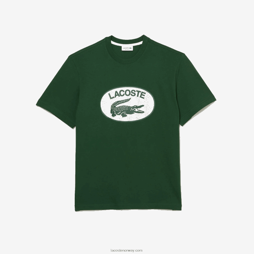 Lacoste normal passform t-skjorte med monogramtrykk 4J4X0T577 grønn 132 menn