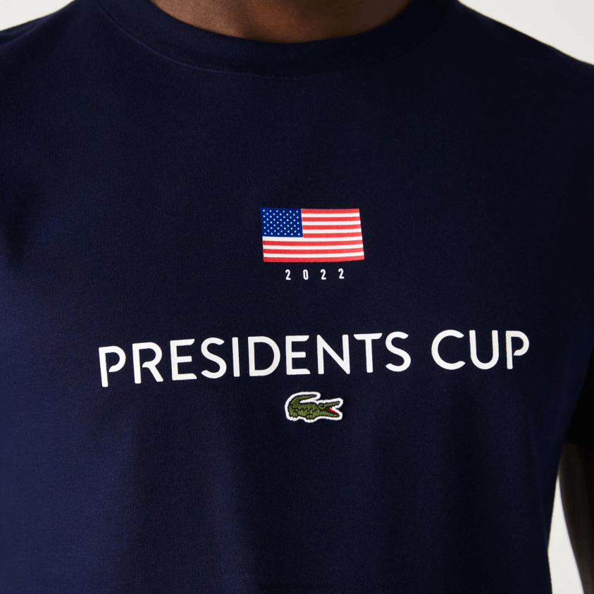 Lacoste presidents cup sport amerikansk flagg t-skjorte 4J4X0T862 marineblå 166 menn