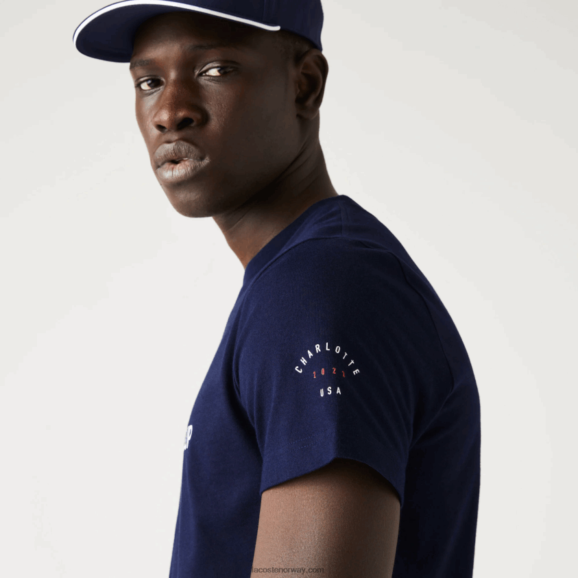 Lacoste presidents cup sport amerikansk flagg t-skjorte 4J4X0T862 marineblå 166 menn