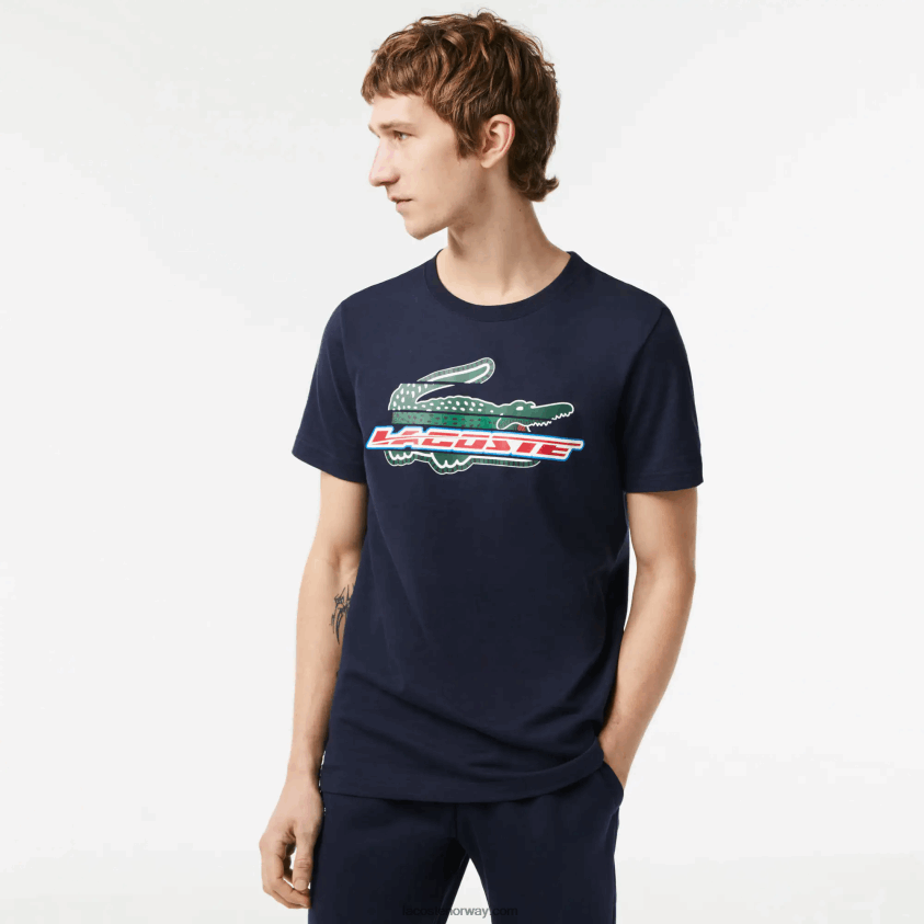 Lacoste sport T-skjorte i økologisk bomull med normal passform 4J4X0T142 marineblå 166 menn