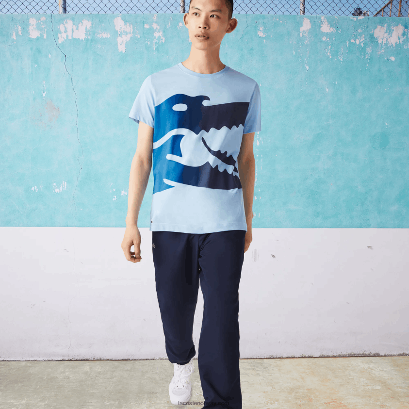 Lacoste sport novak djokovic t-skjorte i kroko økologisk bomull 4J4X0T872 blå hbp menn