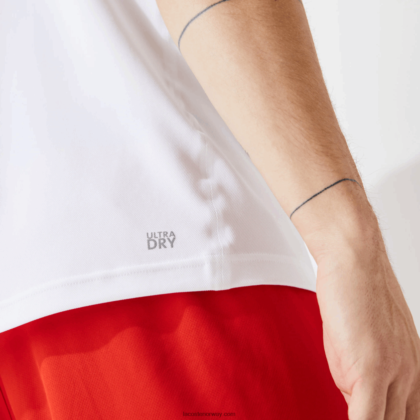 Lacoste sport pustende piké t-skjorte 4J4X0T671 hvit 001 menn