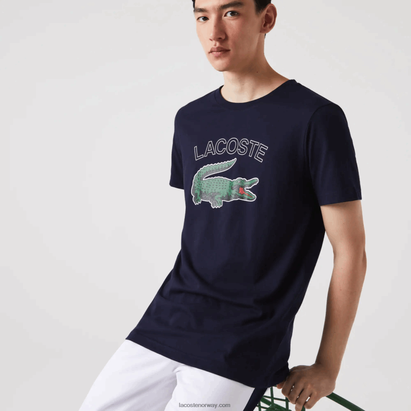 Lacoste sport t-skjorte i jersey med krokodilletrykk 4J4X0T840 marineblå 166 menn