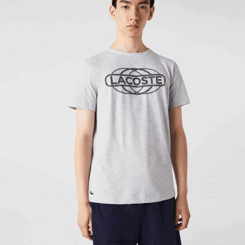 Lacoste sport t-skjorte i økologisk jersey 4J4X0T695 grå kine cca menn