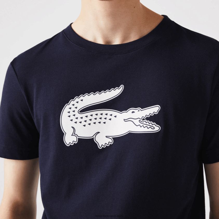 Lacoste sport t-skjorte i pustende jersey med 3d-print i krokodille 4J4X0T706 marineblå hvit 525 menn