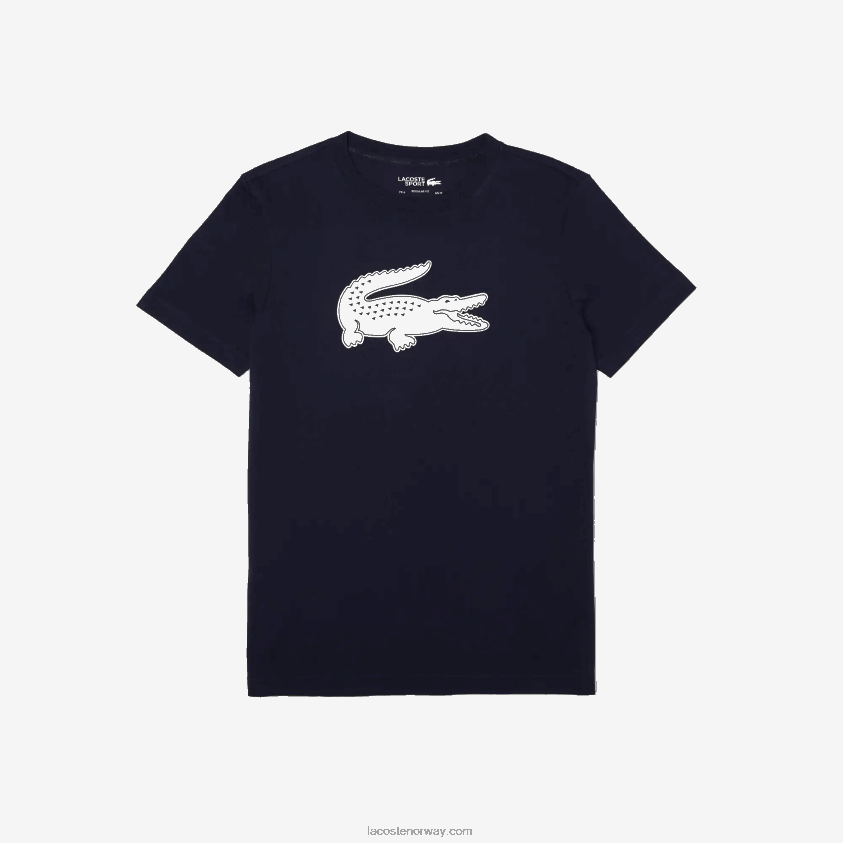 Lacoste sport t-skjorte i pustende jersey med 3d-print i krokodille 4J4X0T706 marineblå hvit 525 menn