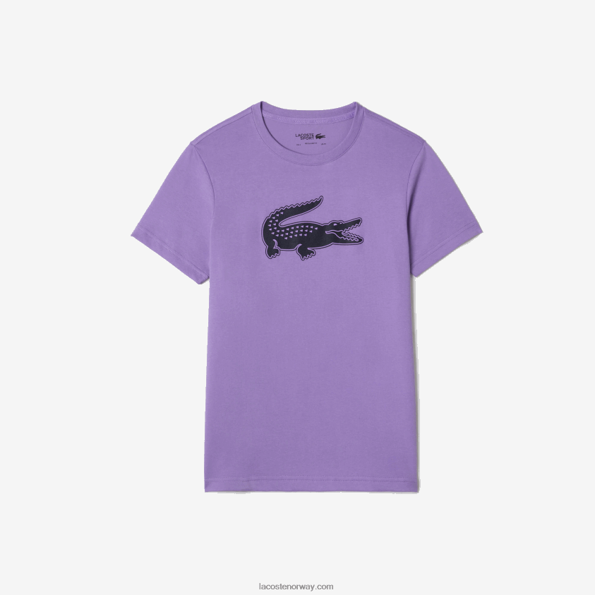 Lacoste sport t-skjorte i pustende jersey med 3d-print i krokodille 4J4X0T863 lilla marineblå w87 menn
