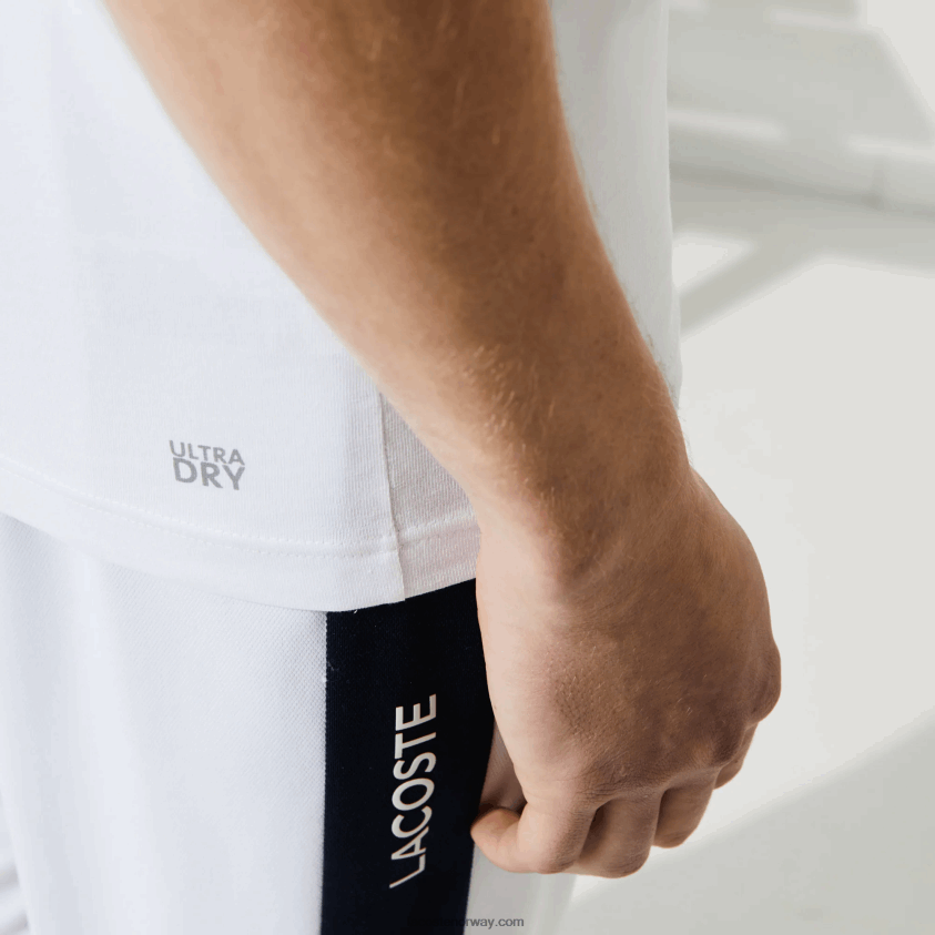 Lacoste sport t-skjorte i pustende jersey med 3d-print i krokodille 4J4X0T89 hvit marineblå 522 menn