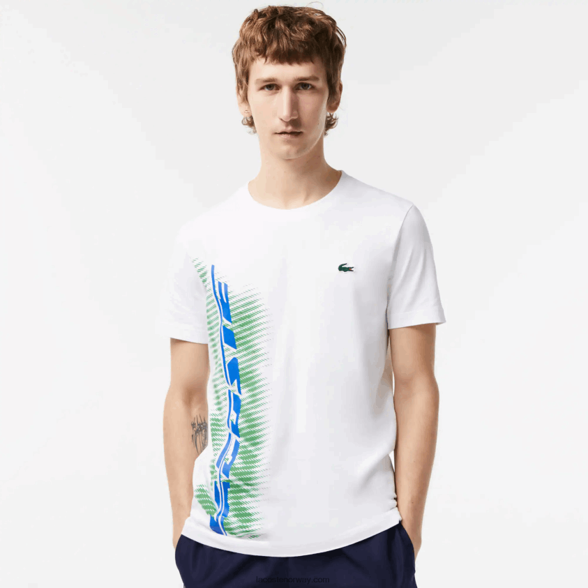 Lacoste sport t-skjorte med normal passform med kontrastmerke 4J4X0T91 hvit 001 menn