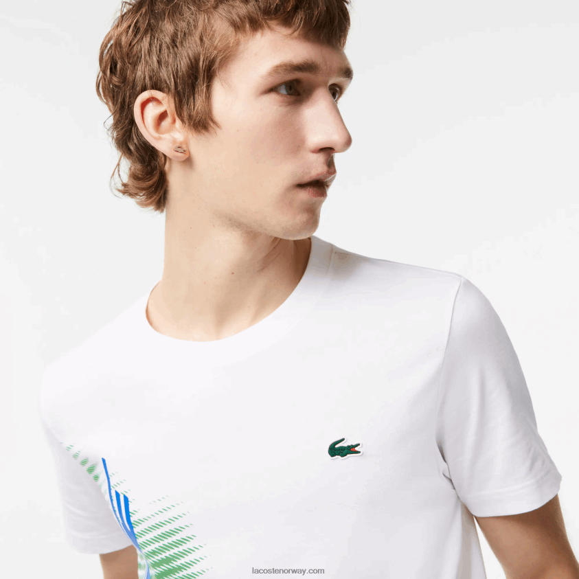 Lacoste sport t-skjorte med normal passform med kontrastmerke 4J4X0T91 hvit 001 menn