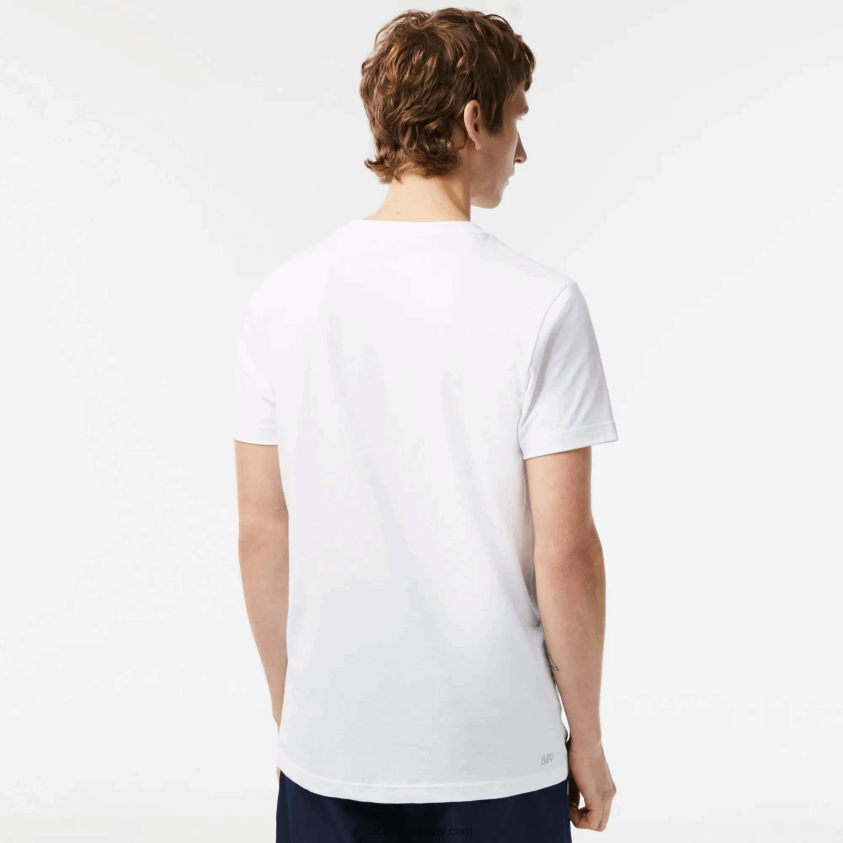 Lacoste sport t-skjorte med normal passform med kontrastmerke 4J4X0T91 hvit 001 menn