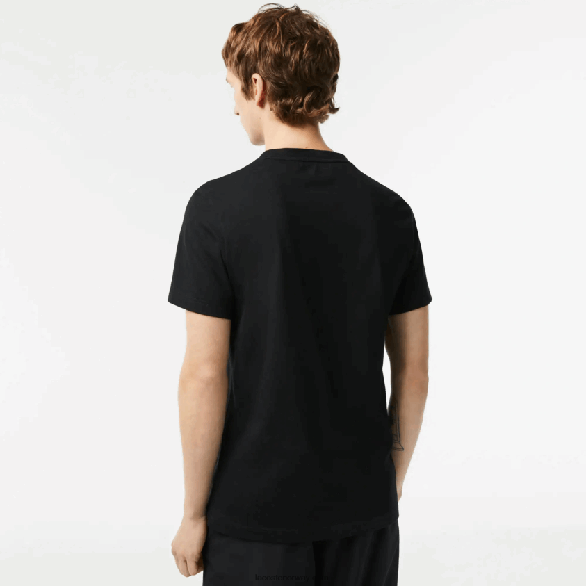 Lacoste sport t-skjorte med normal passform med kontrastmerke 4J4X0T92 svart 031 menn
