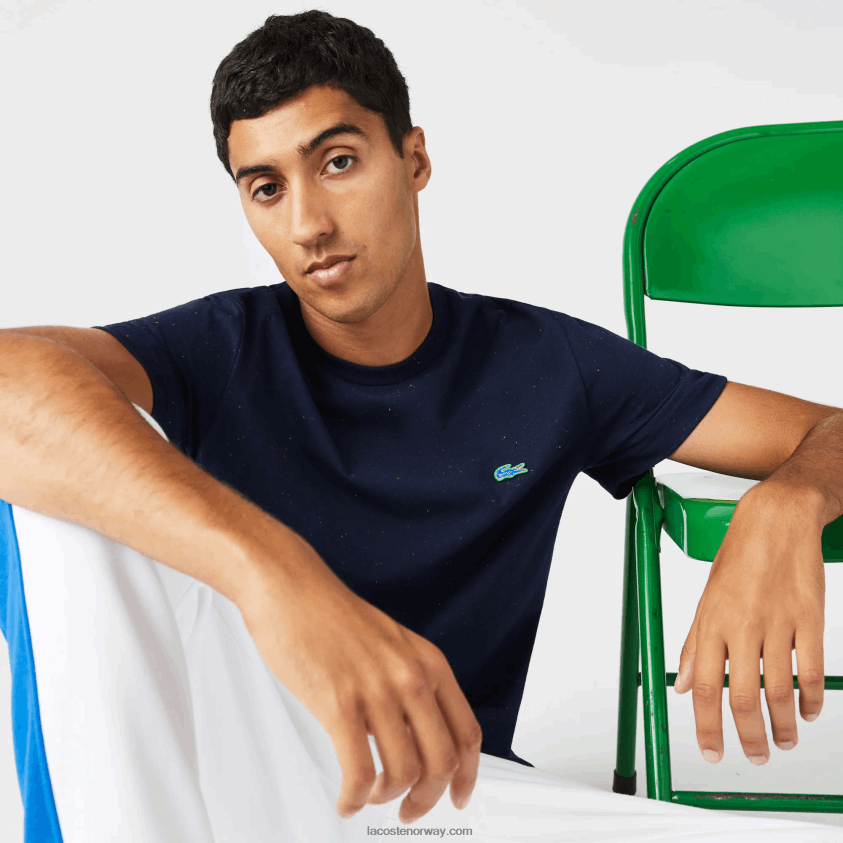 Lacoste t-skjorte i bomullsjersey med vanlig passform 4J4X0T750 marineblå 7cg menn
