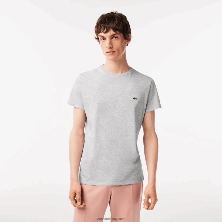 Lacoste t-skjorte i pima bomullsjersey med rund hals 4J4X0T619 grå kine cca menn