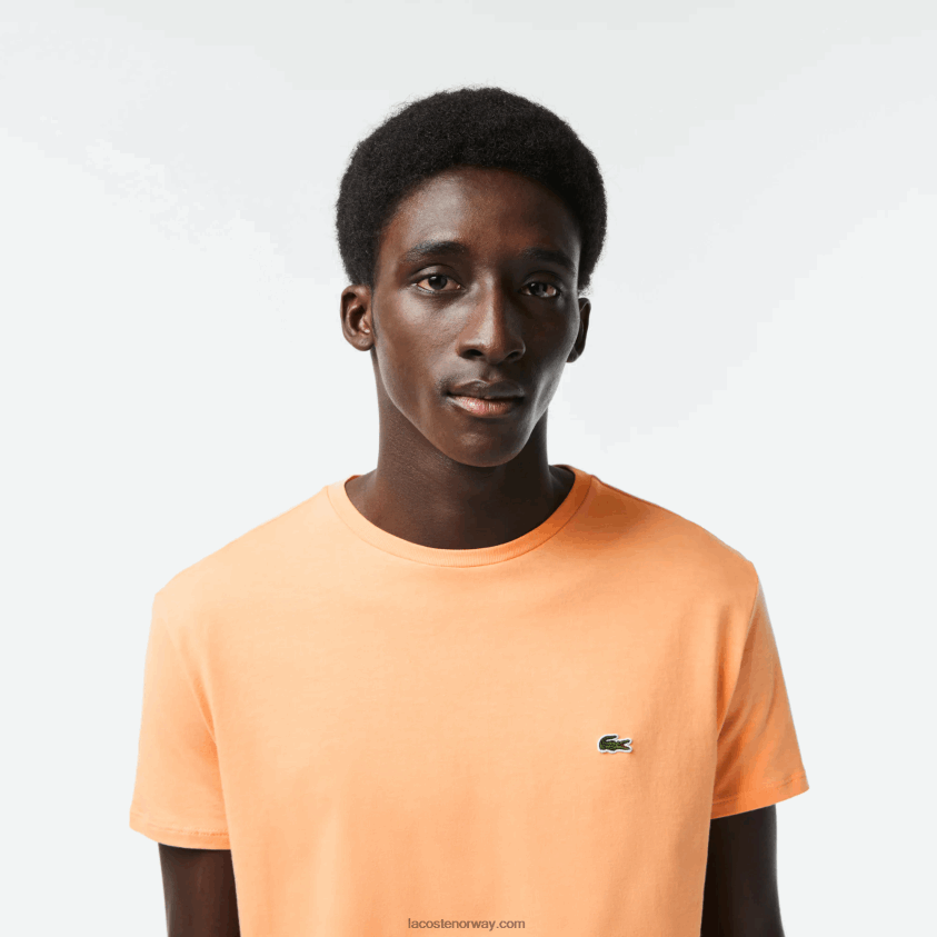 Lacoste t-skjorte i pima bomullsjersey med rund hals 4J4X0T62 lys oransje heb menn