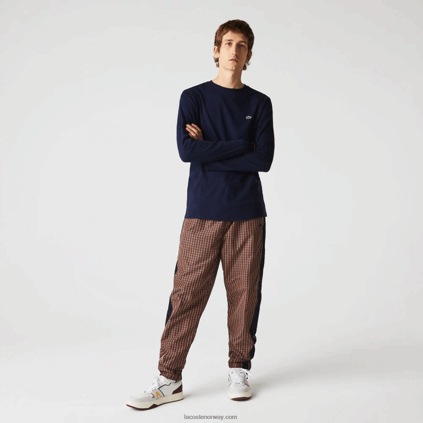 Lacoste t-skjorte i pima bomullsjersey med rund hals 4J4X0T688 marineblå 166 menn