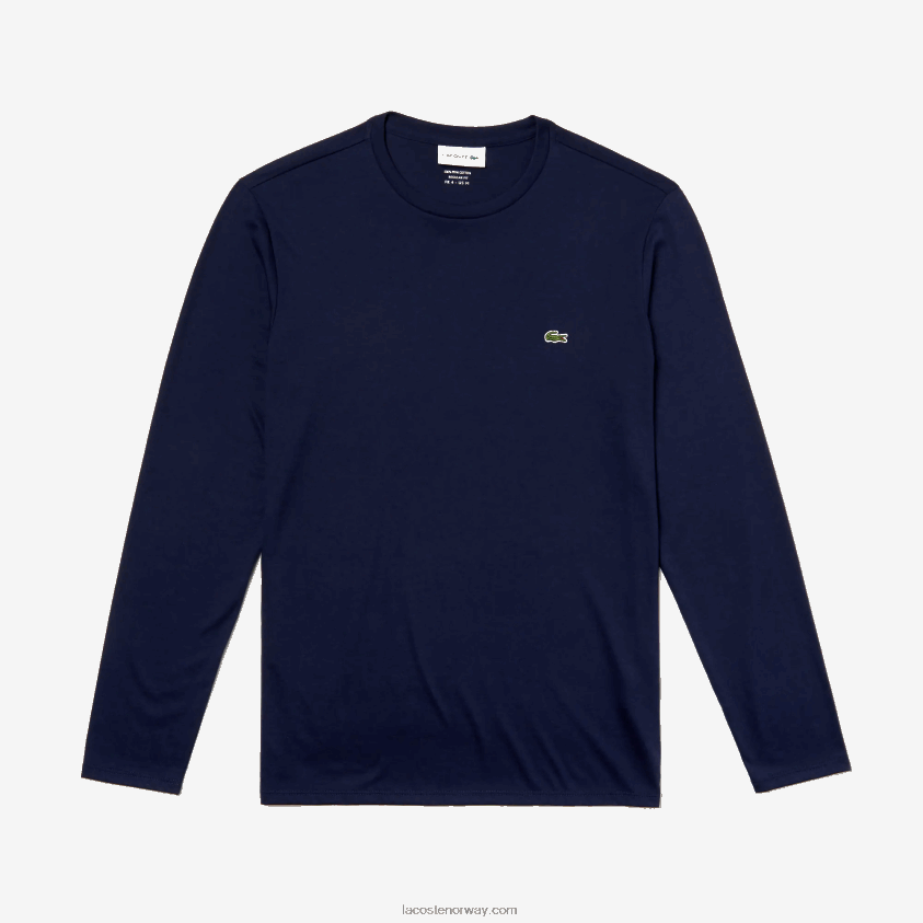 Lacoste t-skjorte i pima bomullsjersey med rund hals 4J4X0T688 marineblå 166 menn