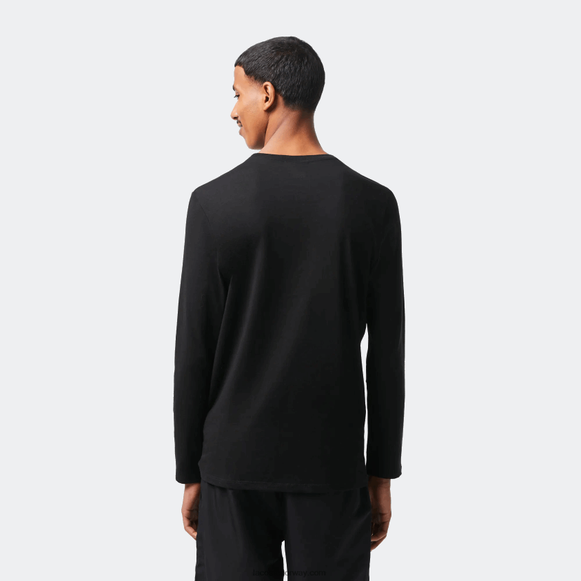Lacoste t-skjorte i pima bomullsjersey med rund hals 4J4X0T690 svart 031 menn