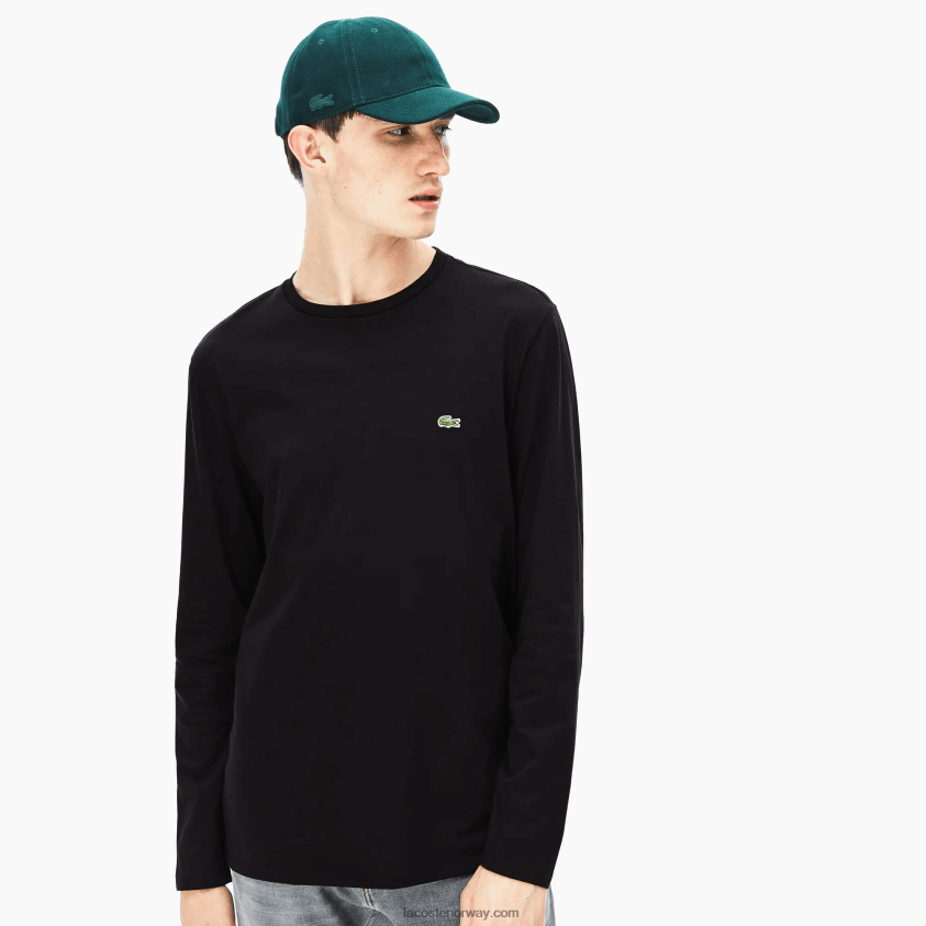 Lacoste t-skjorte i pima bomullsjersey med rund hals 4J4X0T690 svart 031 menn